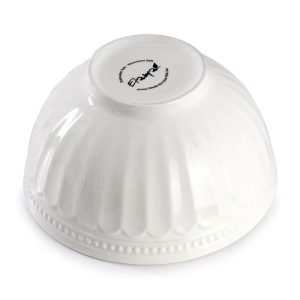 Hansel 6 Piece Embossed Arch Stoneware Cereal Bowl Set in White