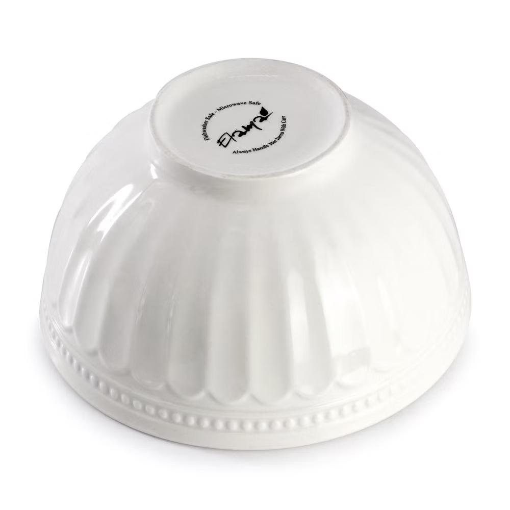 Embossed Arch and Dot Stoneware Dinnerware Set in White - Image 4