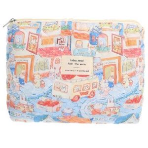 Durable Medium Quilted Bunny Makeup Bag Assorted Color 1 Pc