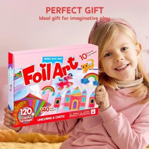 Unicorn Princess Foil Art Kit for Girls Age 4-8 Kid Arts Crafts Supplies Foil Foam Stickers Creative Toys Birthday Christmas Gifts School Prize