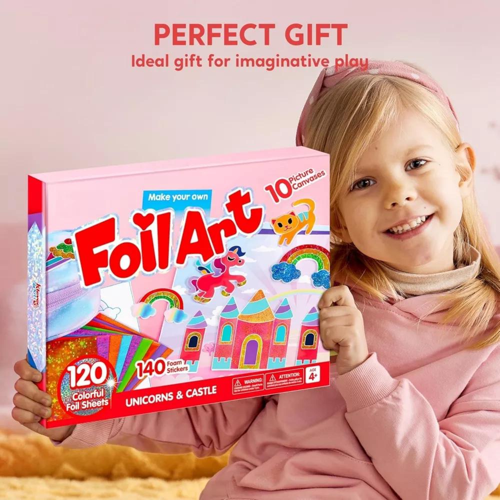Unicorn Princess Foil Art Kit for Girls Age 4-8 Kid Arts Crafts Supplies Foil Foam Stickers Creative Toys Birthday Christmas Gifts School Prize