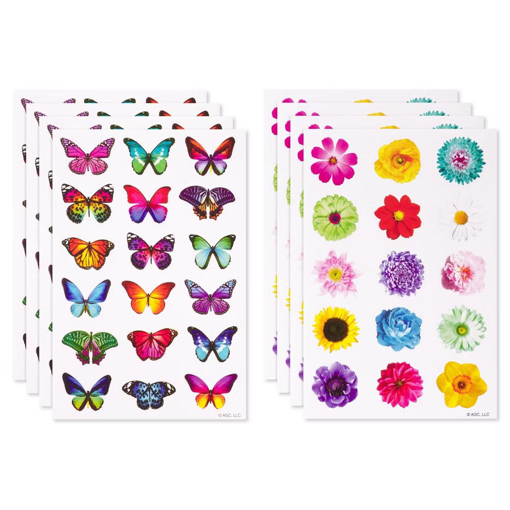 Colorful Butterflies and Flowers Variety Pack 132ct - 8 Sheets - Image 3