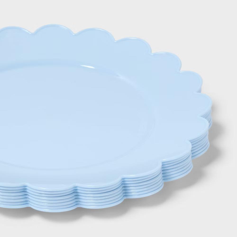 8ct Light Blue Scallop Snack Plastic Plates - " - Image 3