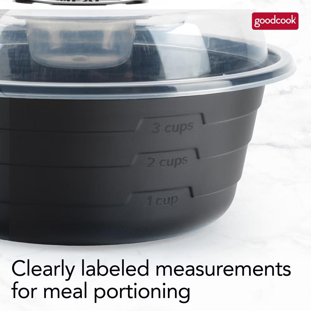 Meal Prep Salad Bowls Containers + Lids & Condiment Cup - 4Cups - 20pcs/10ct - Black - Image 6