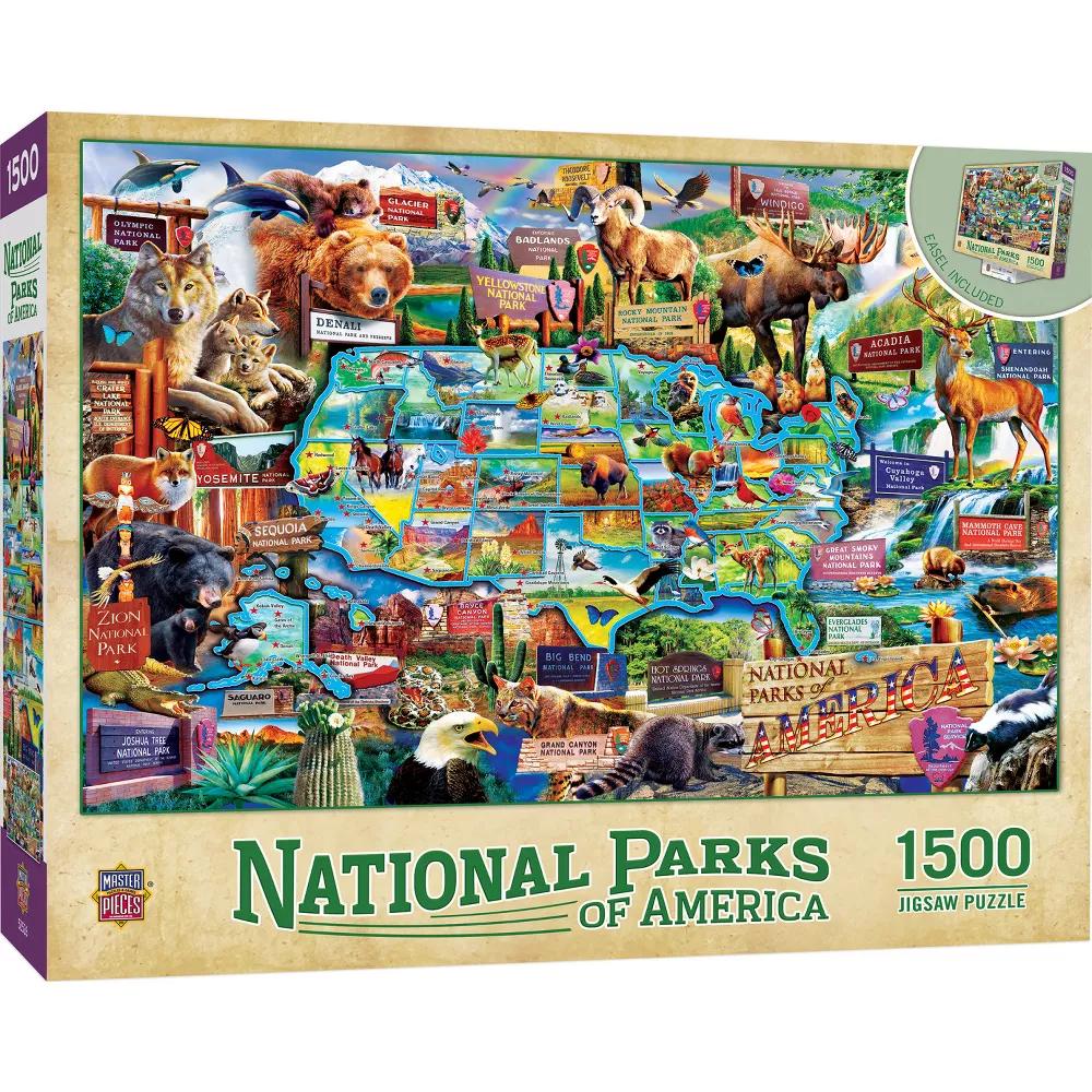 1500 Piece Jigsaw Puzzle for Adults - National Parks Adventure Map USA - Image 4