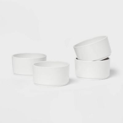 4pc 10oz Plastic Stella Mini Snack Bowl White - Dishwasher & Microwave-Safe, Solid Round Design