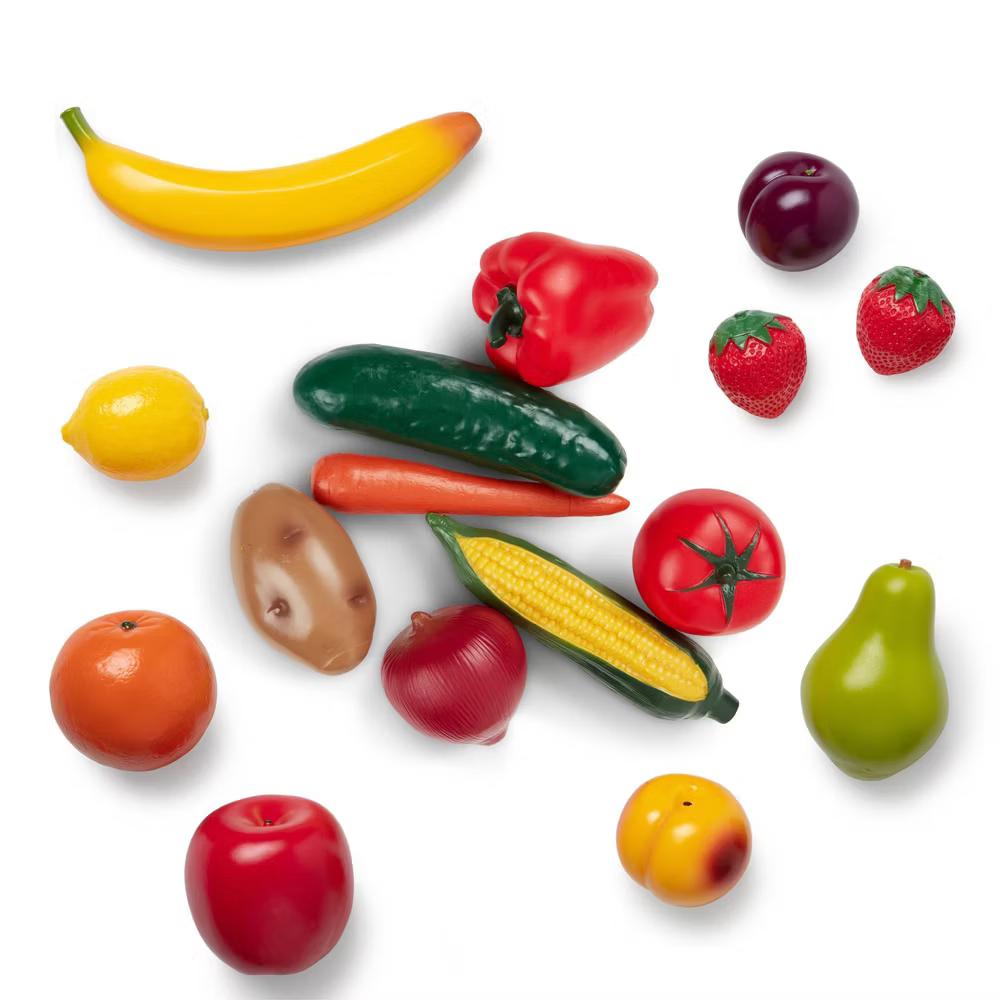 Play-Time Produce Fruit (9pc) and Vegetables (7pc) Realistic Play Food - Image 2