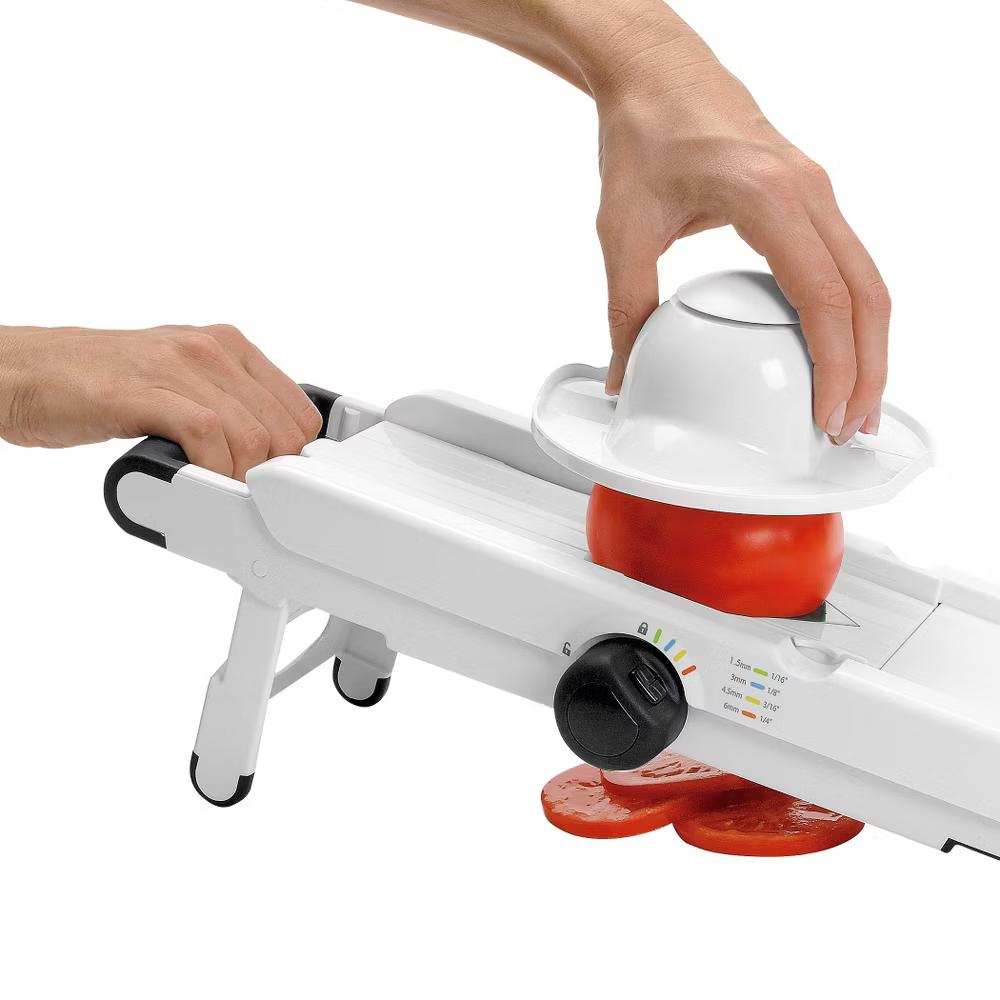 VBlade Mandoline Slicer: ABS & Stainless Steel, 4 Blades, Dishwasher-Safe, Vegetable & Potato Slicer, White - Image 7