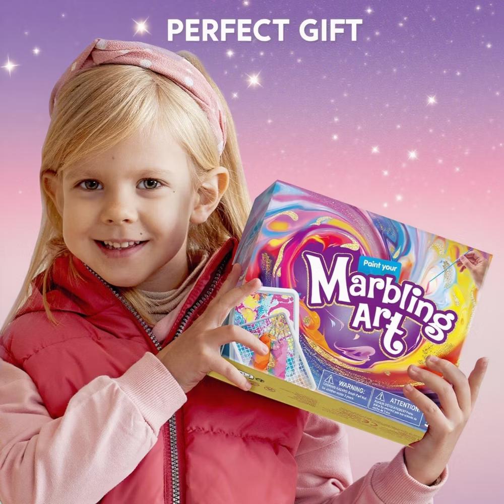 Marbling Paint for Kids, Paint Art Kit with Glitter Paint & 6 Paint Colors, Arts and Crafts, Birthday Gift for Boys Girls Age 6+ - Image 7