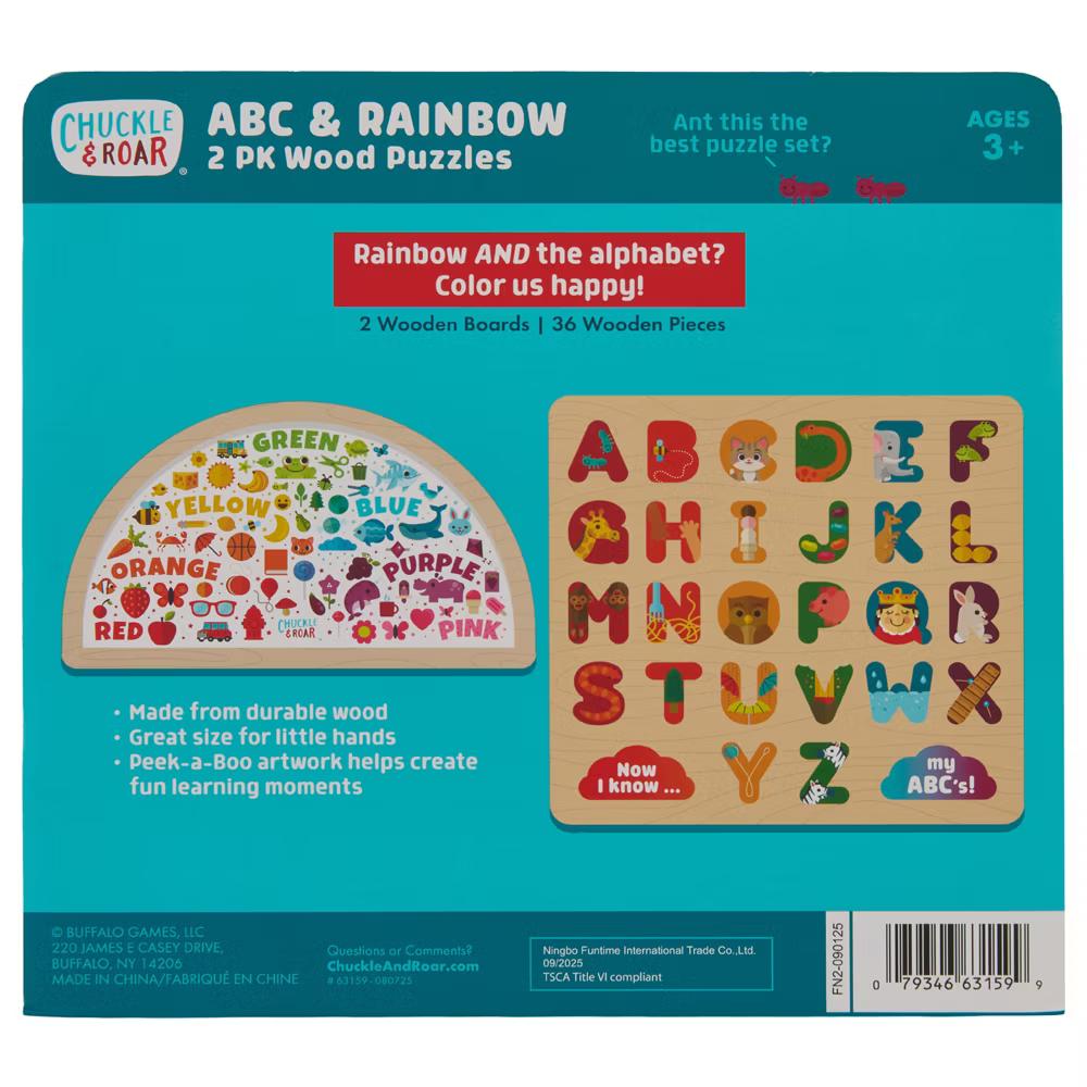 Rainbow & ABC Wooden Puzzle Set (2-Pack) - Kids Learning Puzzles Ages 3+ - Image 7