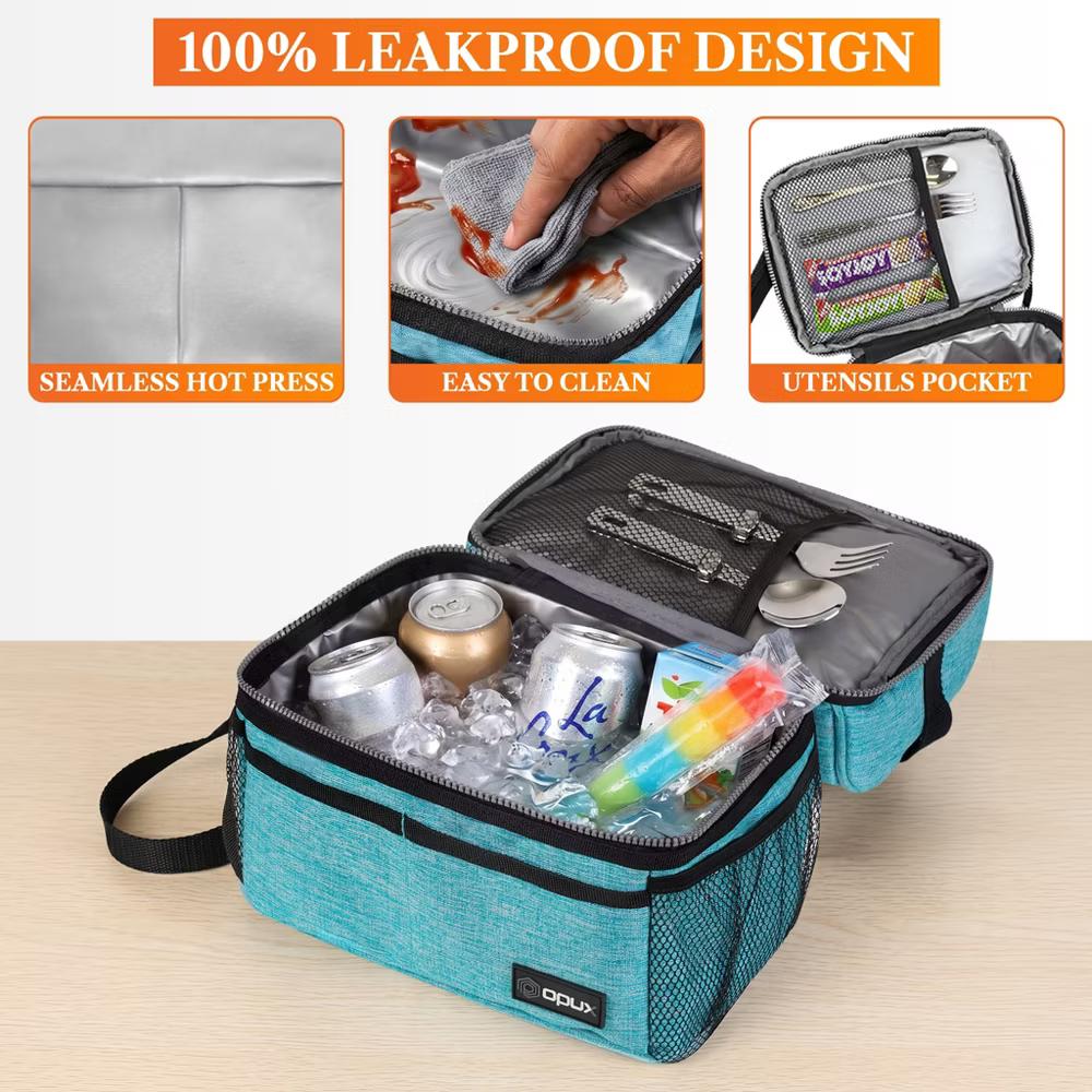 Double Decker Lunch Box Men Women, Insulated Leakproof Cooler Bag Adult Work, Dual Compartment Pail Tote Boys Girls Kids - Image 106