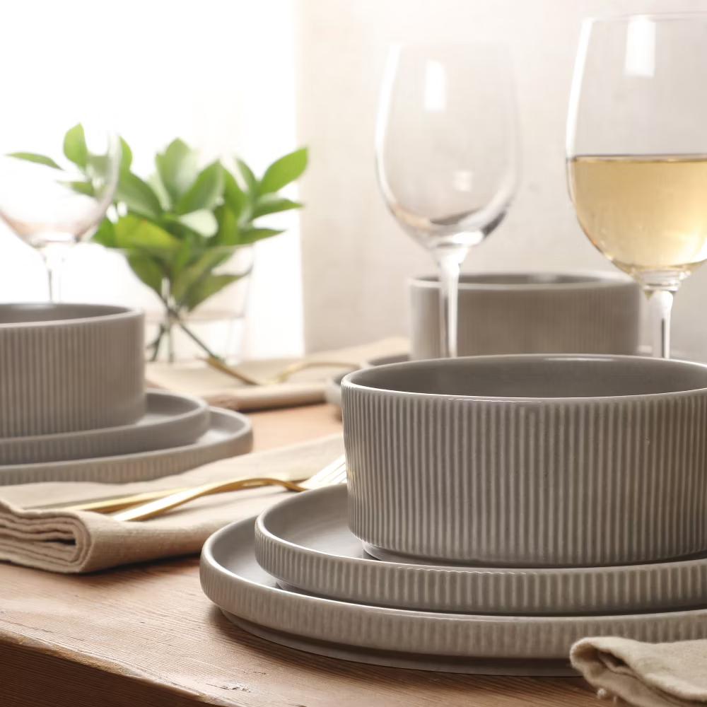 Avant-Garde 12 Piece Stoneware Dinnerware Set for 4, Plates and Bowls Set with Reactive Glaze, Dinner Plates, Salad Plates, Bowls - Image 8