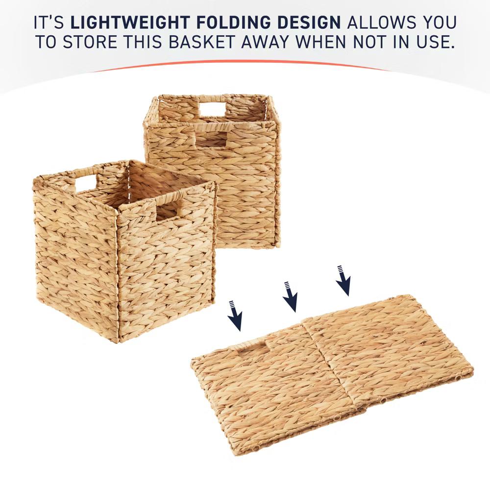 Ornavo Home Water Hyacinth Storage Cube Bin Baskets, Set of 8 - Image 5