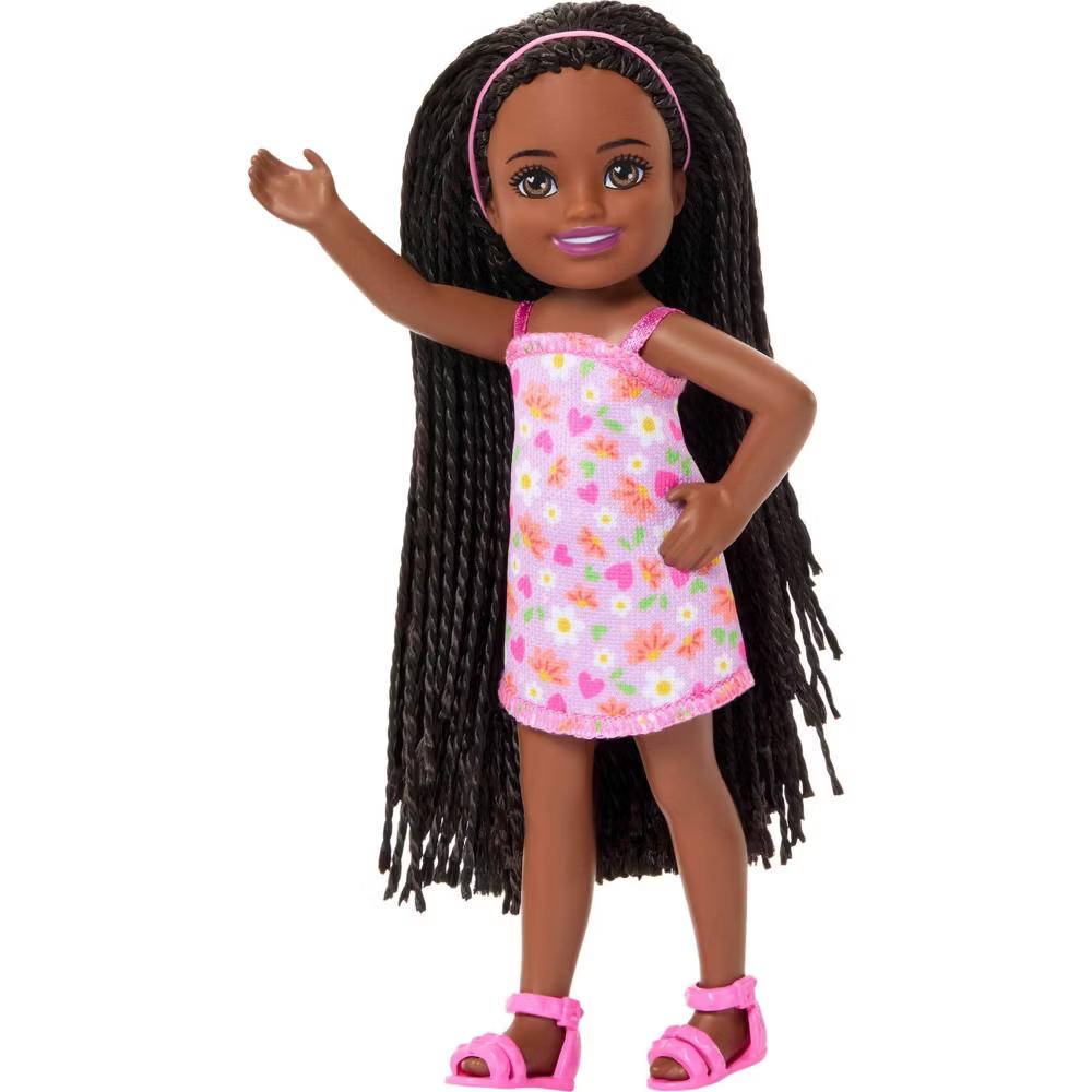 Club Chelsea Ari Small Doll 6" with Braided Hair in Flower-Print Dress and Pink Sandals - Image 2