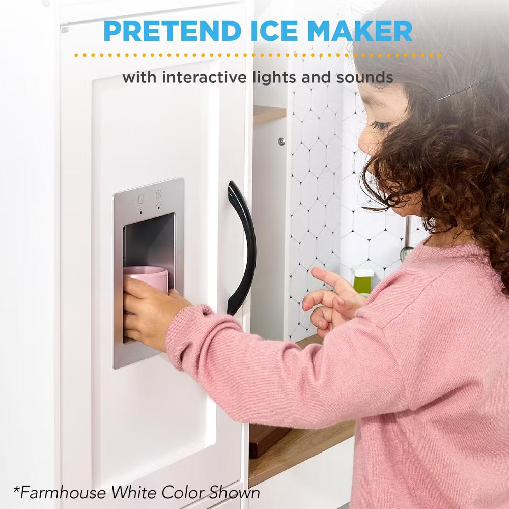 Pretend Play Corner Kitchen, Interactive Wooden Kids Set w/ Lights & Sounds - White - Image 54