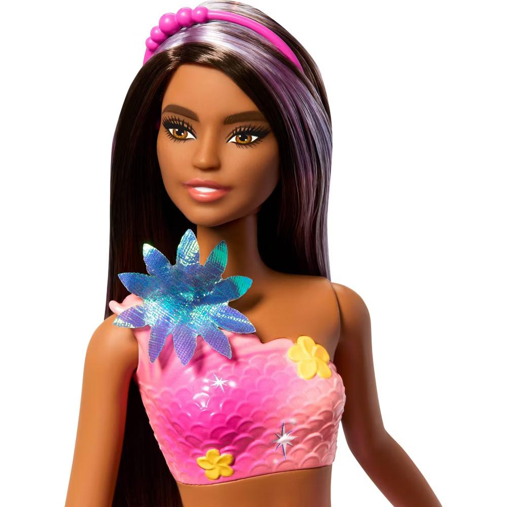 Flower Magic Mermaid Toy Doll with Surprise Blooming Flowers Feature, Long Brown Hair with Purple Highlights - Image 5