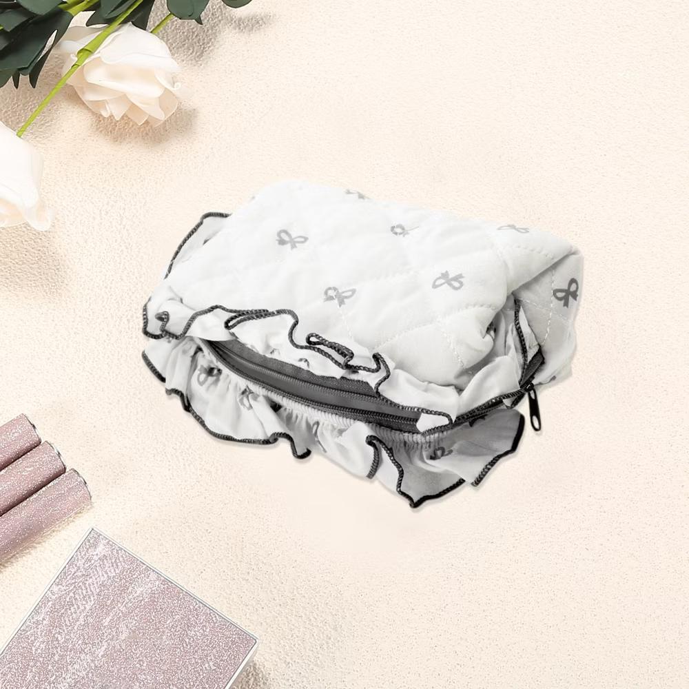 Lace Bow Ruffles Makeup Bag 1 Pc - Image 4