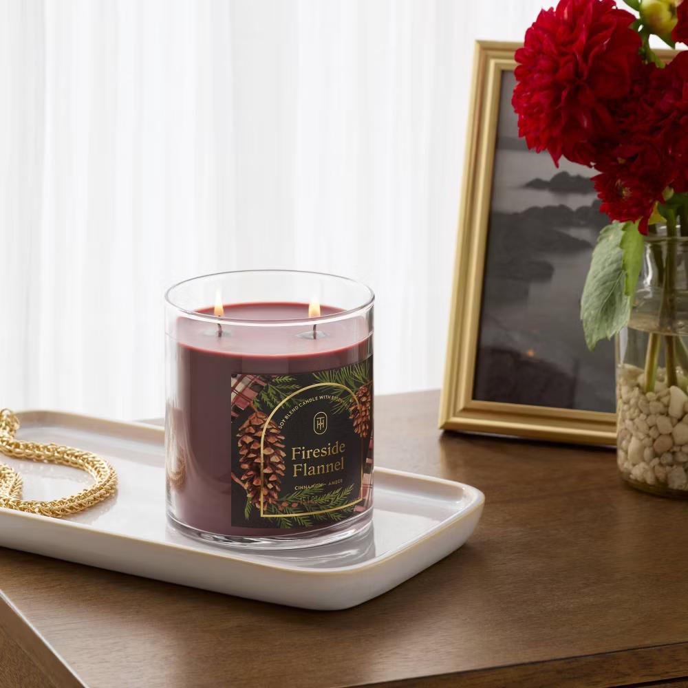 2 Wick Glass Jar Candle with Lid 15.1oz - Image 24