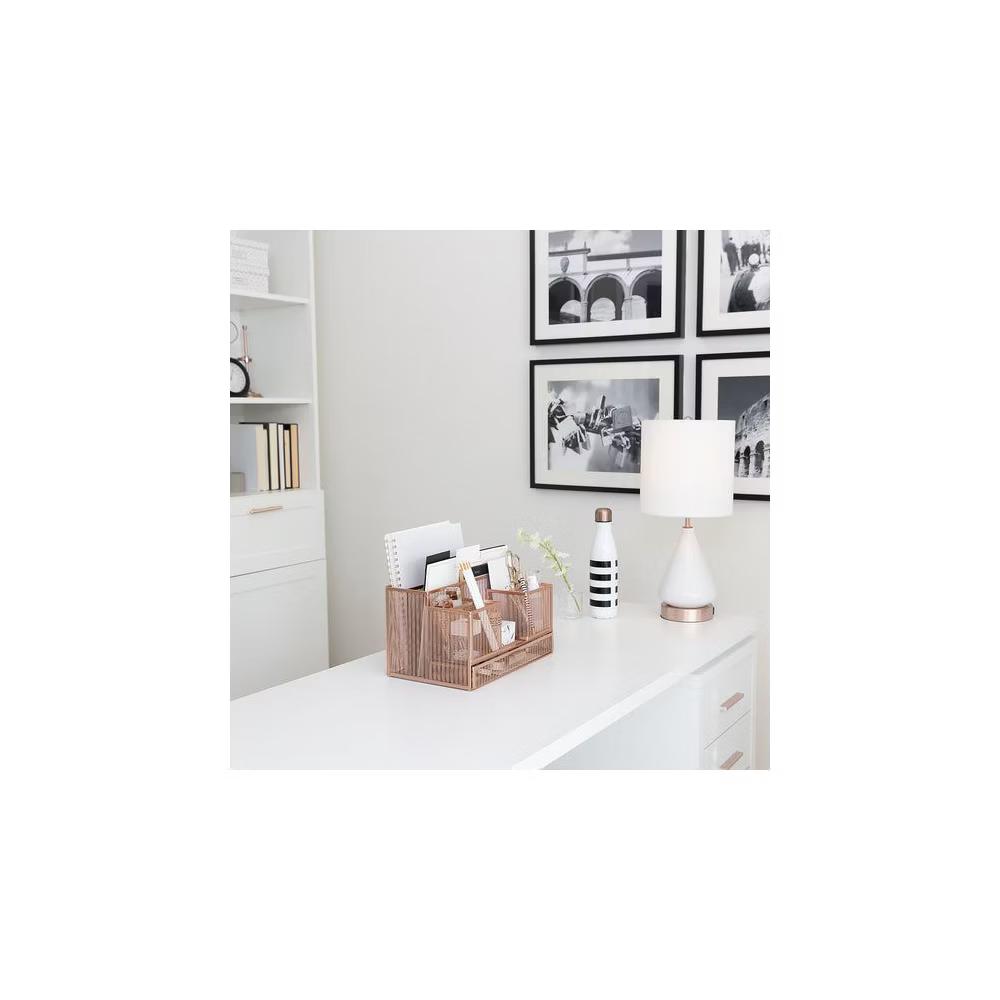 Blu Monaco Rose Gold Desk Organizer with Sticky Note & File Holder - Image 3