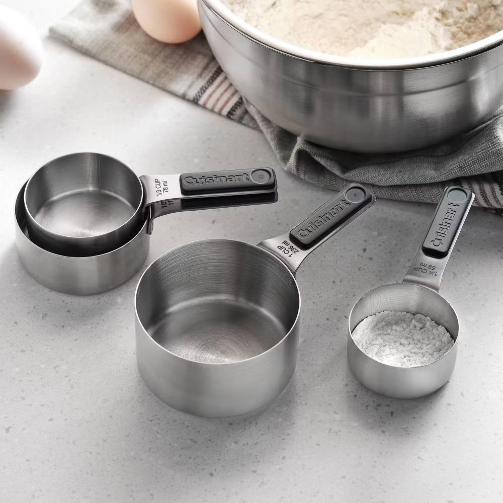 4pc Stainless Steel Magnetic Measuring Cup Set Black/Silver: Nesting Design, Dishwasher-Safe - Image 3