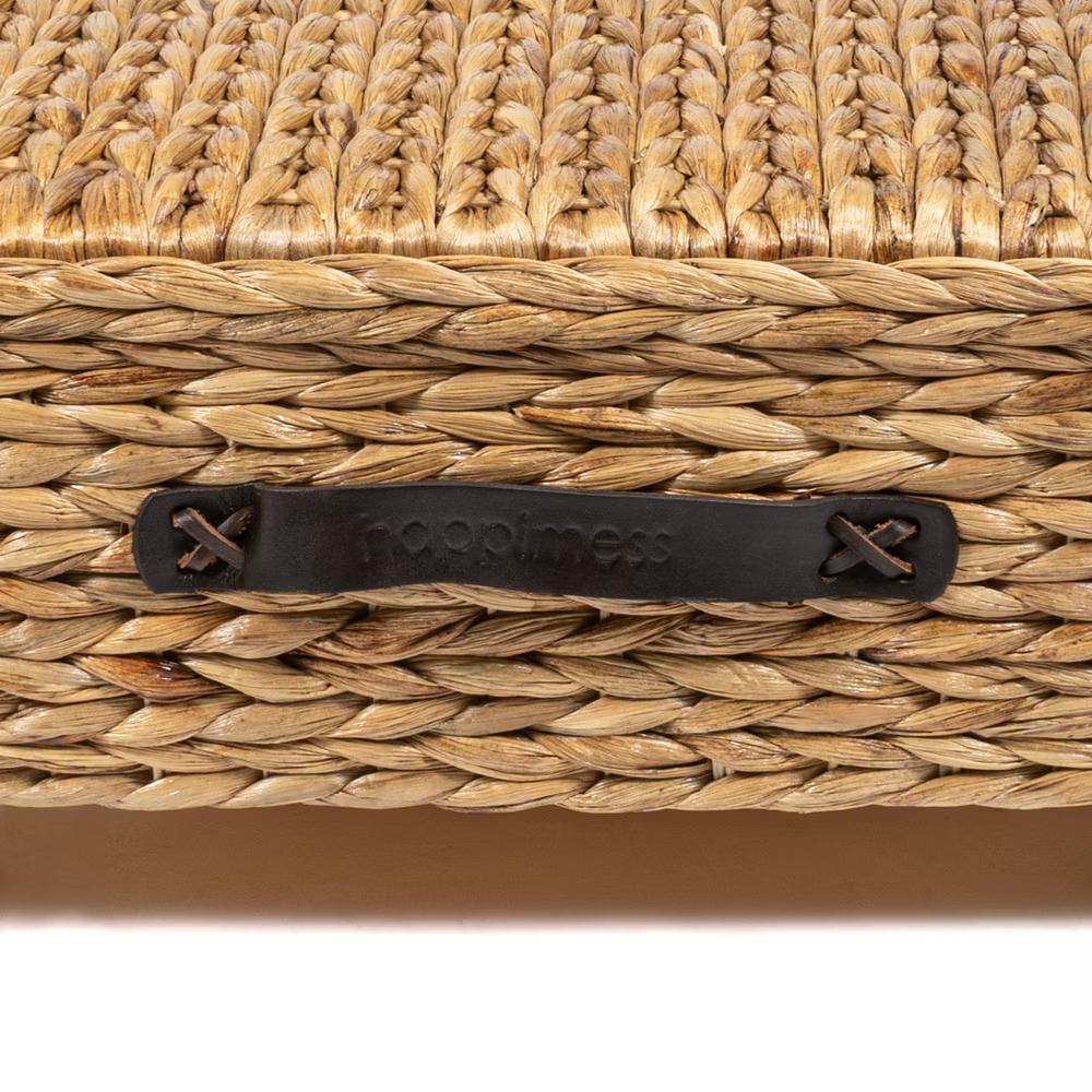 happimess Chett Minimalist Hand-Woven Hyacinth/Wood Underbed Storage Bin with Wheels and Handles - Image 19