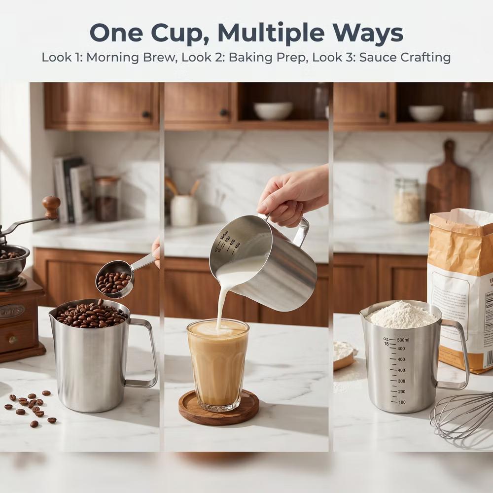 Measuring Cup, 1 Cup Stainless Steel Measuring Cup with Easy Read Lines for Baking Recipes - Image 35