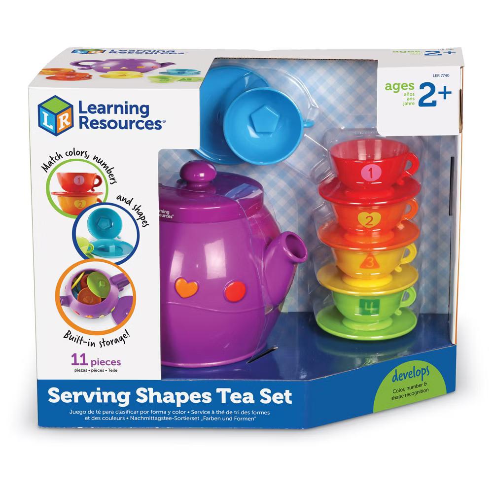 Serving Shapes Tea Set, Color Recognition and Counting Toy, 11 Pieces, Ages 2+