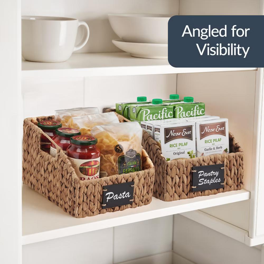 Hyacinth Angled Pantry Storage Baskets W/ Handles, Chalkboard & Marker - Image 7