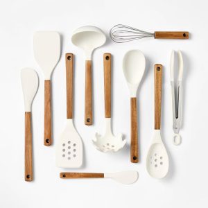 10pc Silicone/Acacia Kitchen Utensil Set