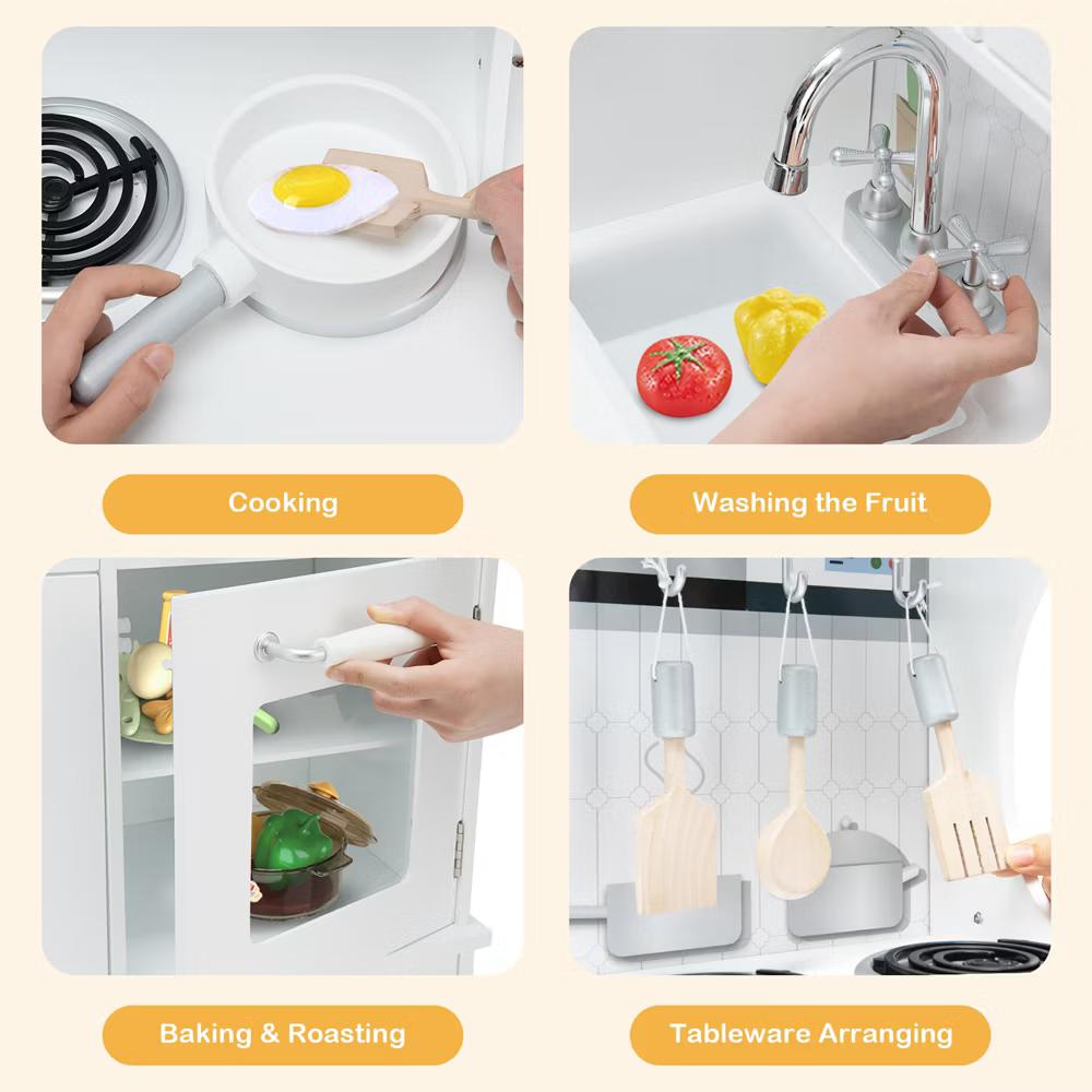 Play Kitchen Pretend Play Cookware Set Toys for Kids w/ Water Dispenser - Image 8