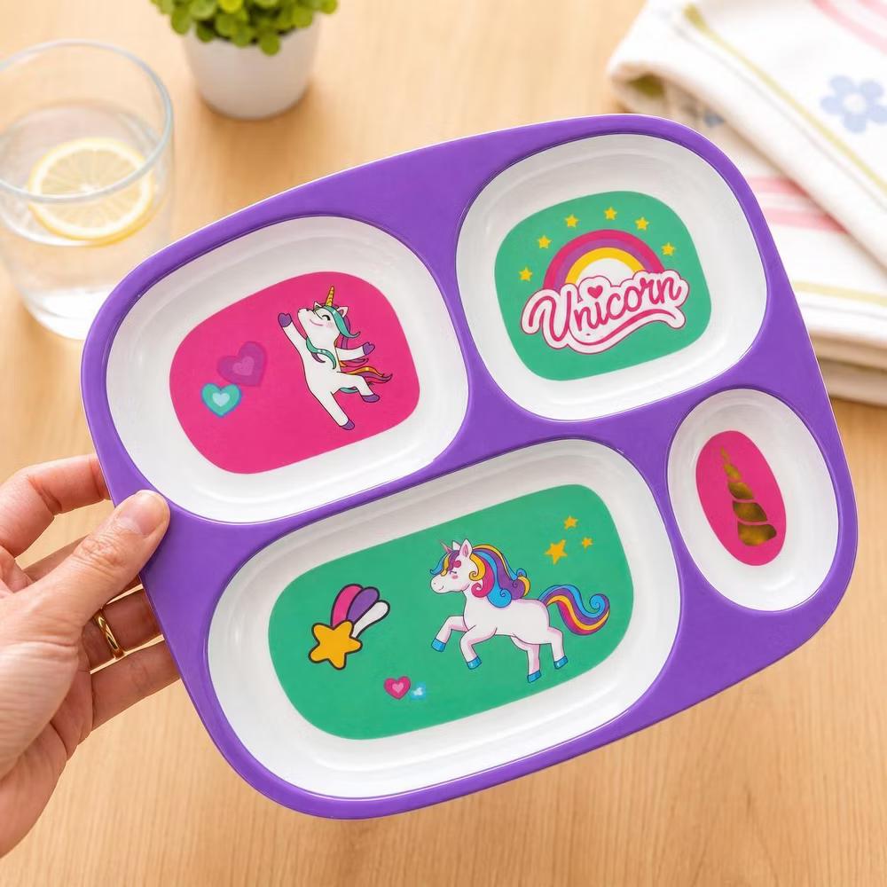 4E’s Novelty Kids Melamine Divided Dinner Plates – Set of 4 BPA-Free Plates for Picky Eaters - Image 5