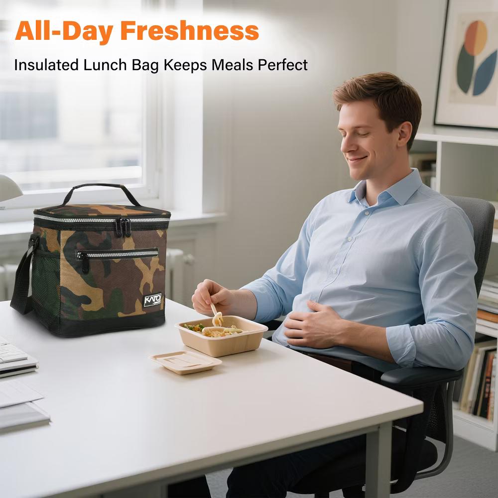 9.3" Insulated Lunch Bag with Water Bottle Pocket, Leakproof 20 Cans Lunch Tote with Front Zipper Pocket, Zipper Closure Lunch Box - Image 6
