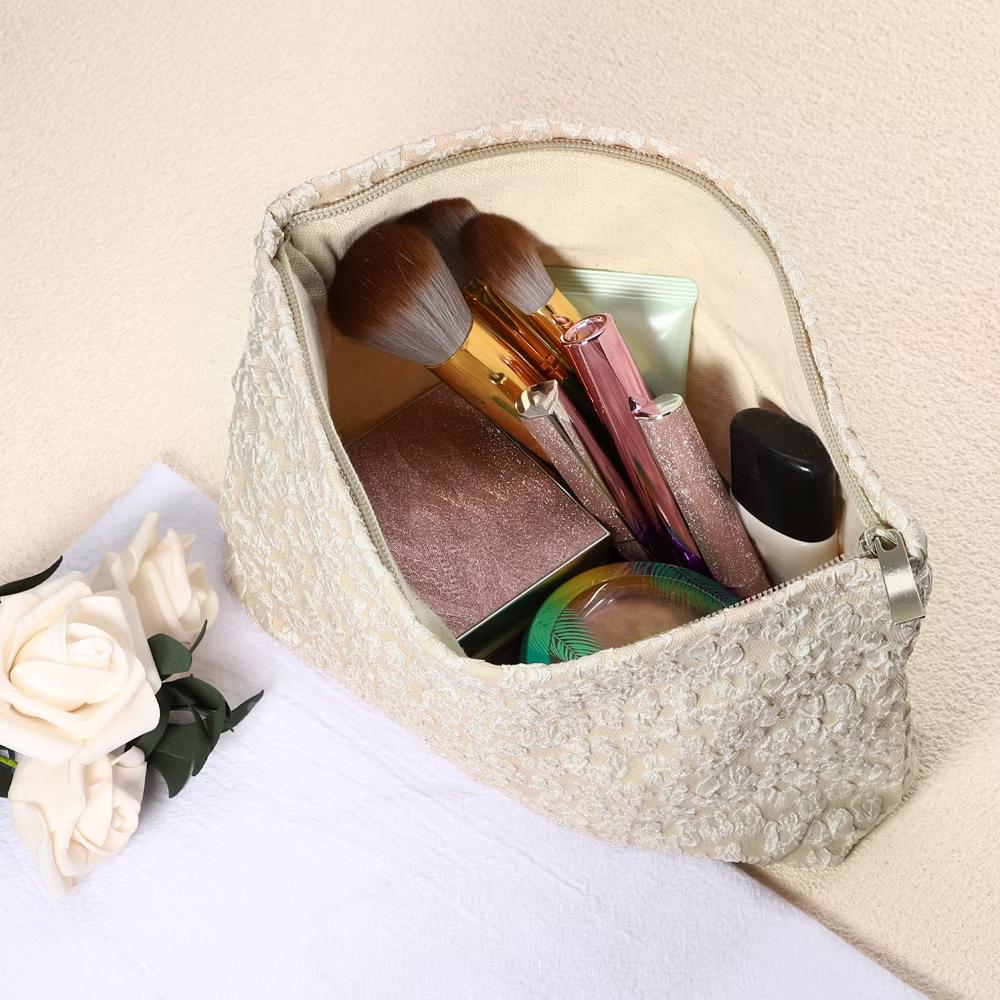 Portable Travel Floral Canvas Zipper-Closure Makeup Bag 1 Pc - Image 2