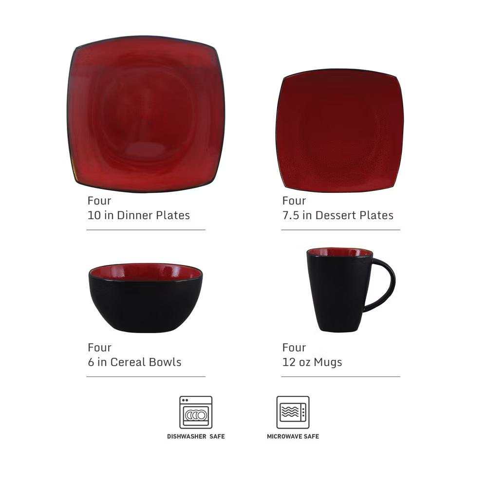 Soho Lounge Square 16-Piece Stoneware Dinnerware Set - Image 8