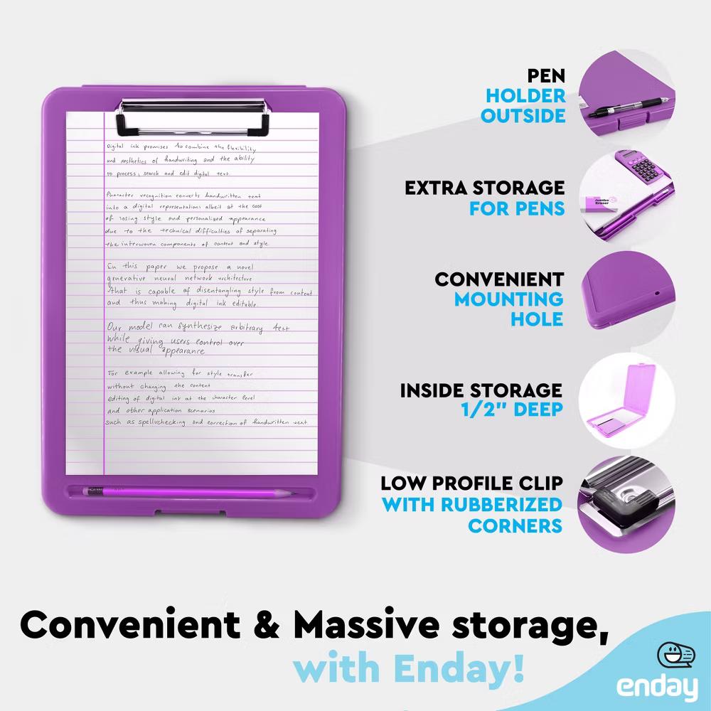 Clipboard with Storage, Letter Size Storage Clipboard with Compartments Case for Nurse Teachers Plastic Translucent Holds 100 Sheets - Image 37