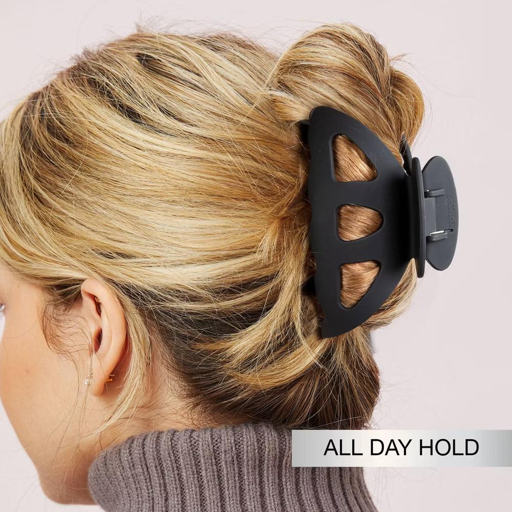 No-Slip Grip Recycled Extra Large Claw Clip - Matte Black - Extra Thick Hair - Image 4