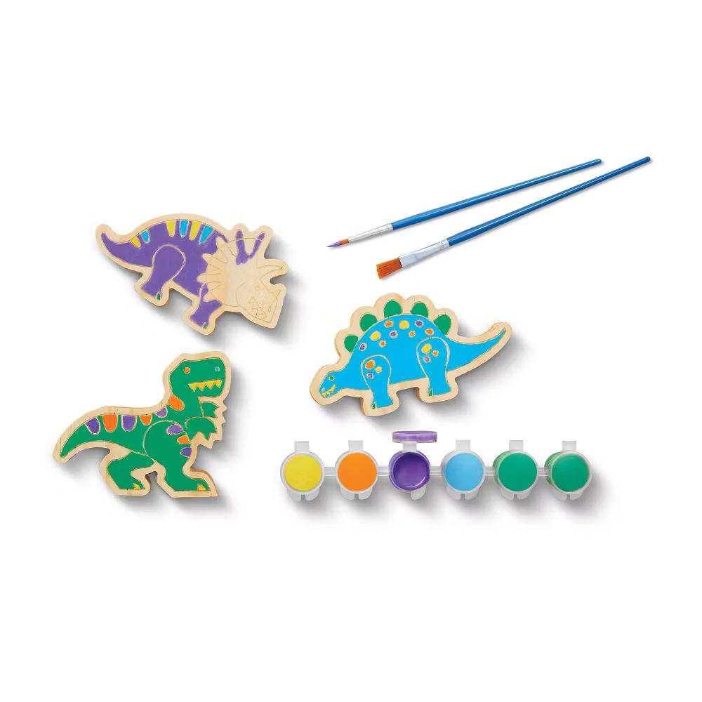 3pk Paint-Your-Own Wood Dinosaur Set - Non-Toxic Craft Kit with Acrylic Paints & Brushes for Kids 3+ - Image 2