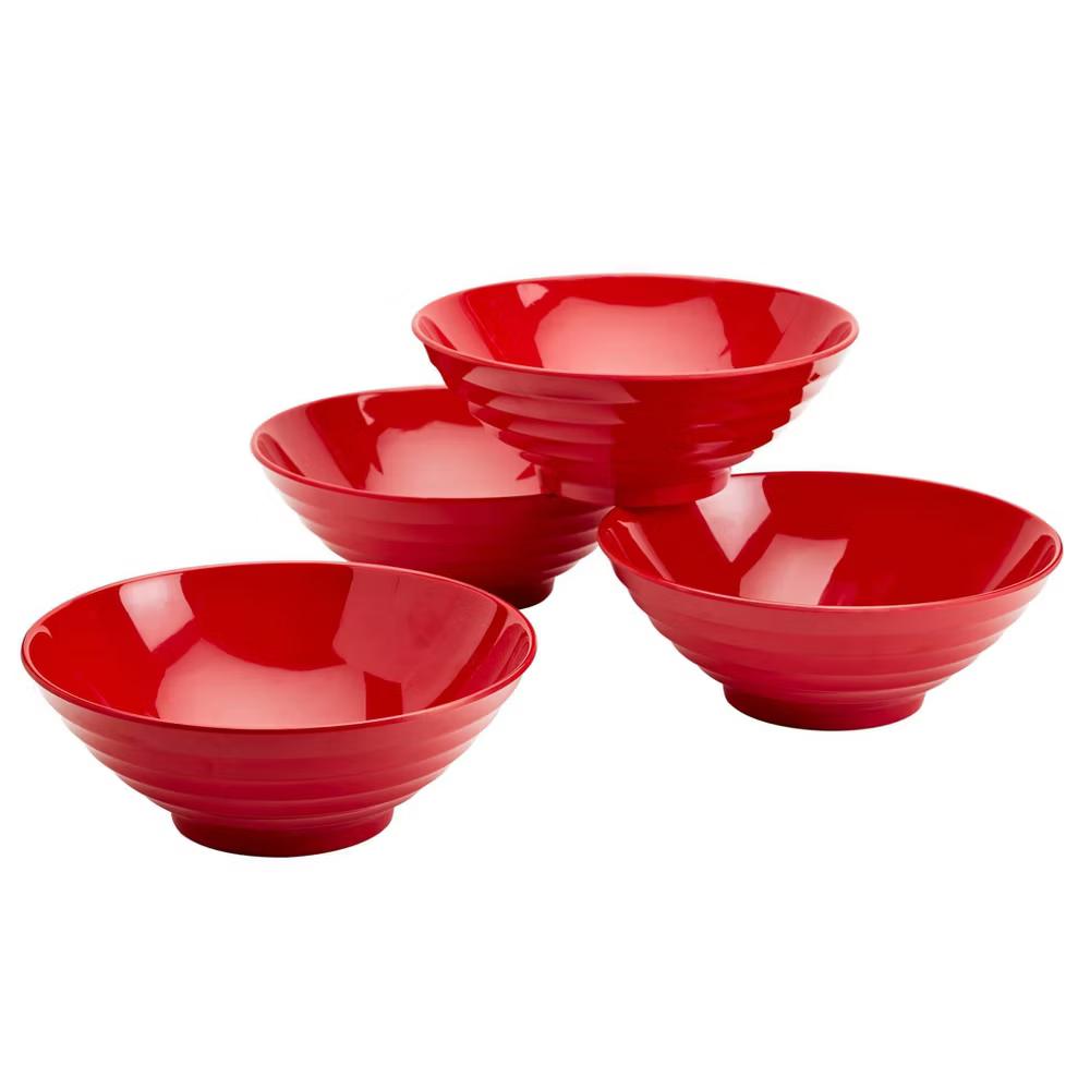 Infuse 4pc 8" Melamine Ramen Bowls Red - Image 3