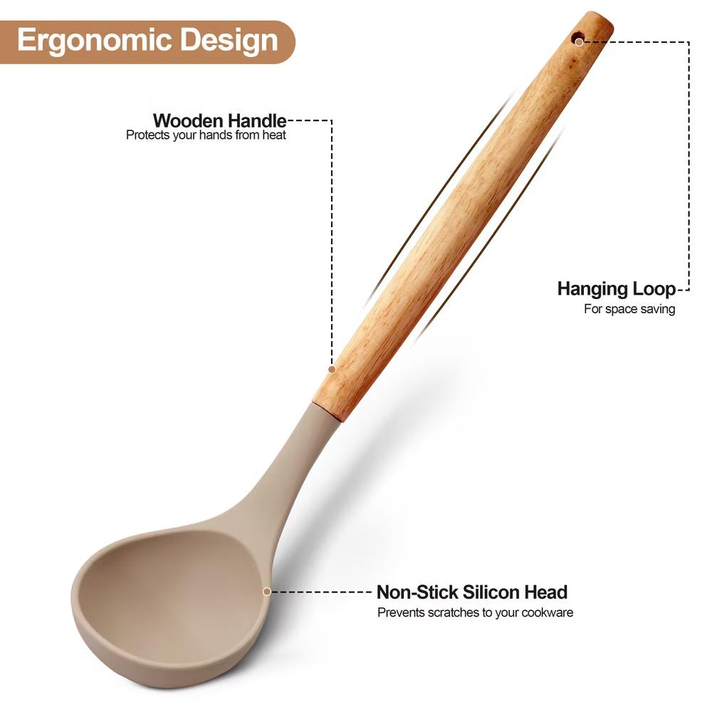 Lux Decor Cooking Utensil Set 35 Piece Silicone and Wood Kitchen Utensil Set with Holder Non Stick Kitchen Gadgets & Tools - Image 15