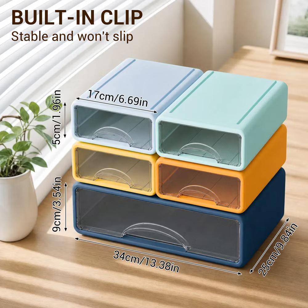 Stackable Storage Drawer with Dividers, Transparent PP Material Desktop Organizer, Durable Thickened Storage Container - Image 14