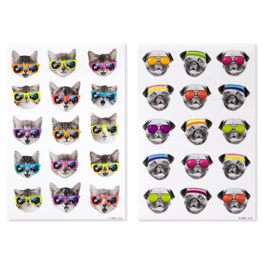 Funny Stickers for Kids/Cool Cats and Pugs in Sunglasses 120ct - 8 Sheets - Image 4