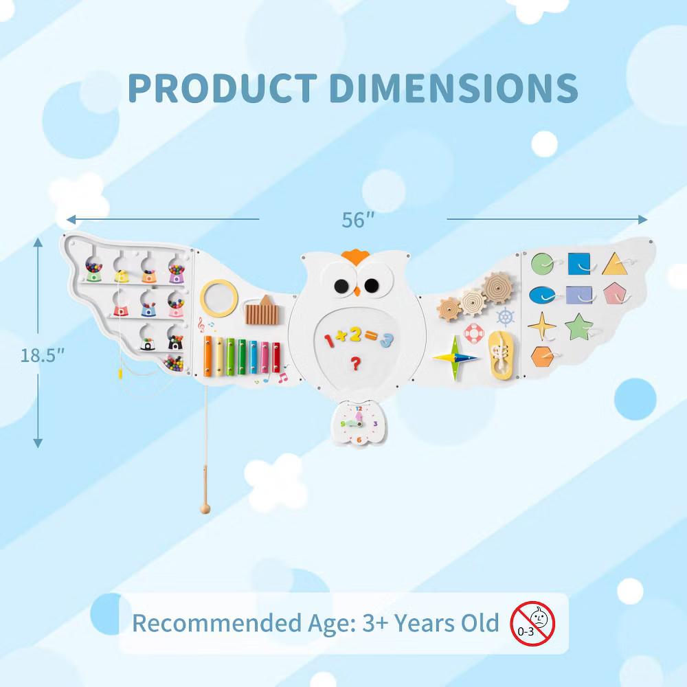 Owl Activity Wall Busy Board Panels Montessori Sensory Toys for Playroom Nursery - Image 6