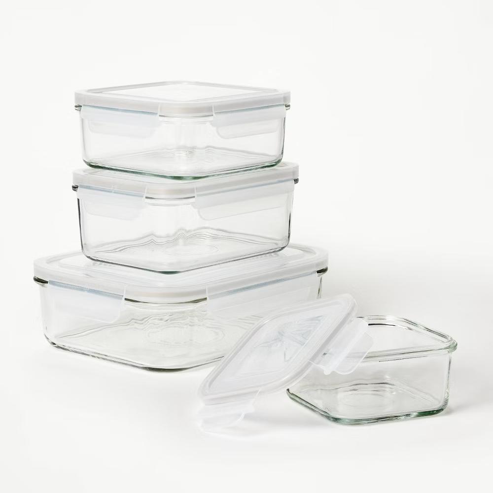 8pc (Set of 4) Glass Food Storage Container Set Clear - Freezer, Dishwasher & Microwave Safe - Image 3