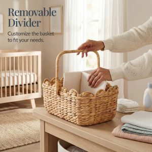 Diaper Caddy Organizer for Baby, Large Portable Nursery Organizer w/ Divider & Handles - Natural