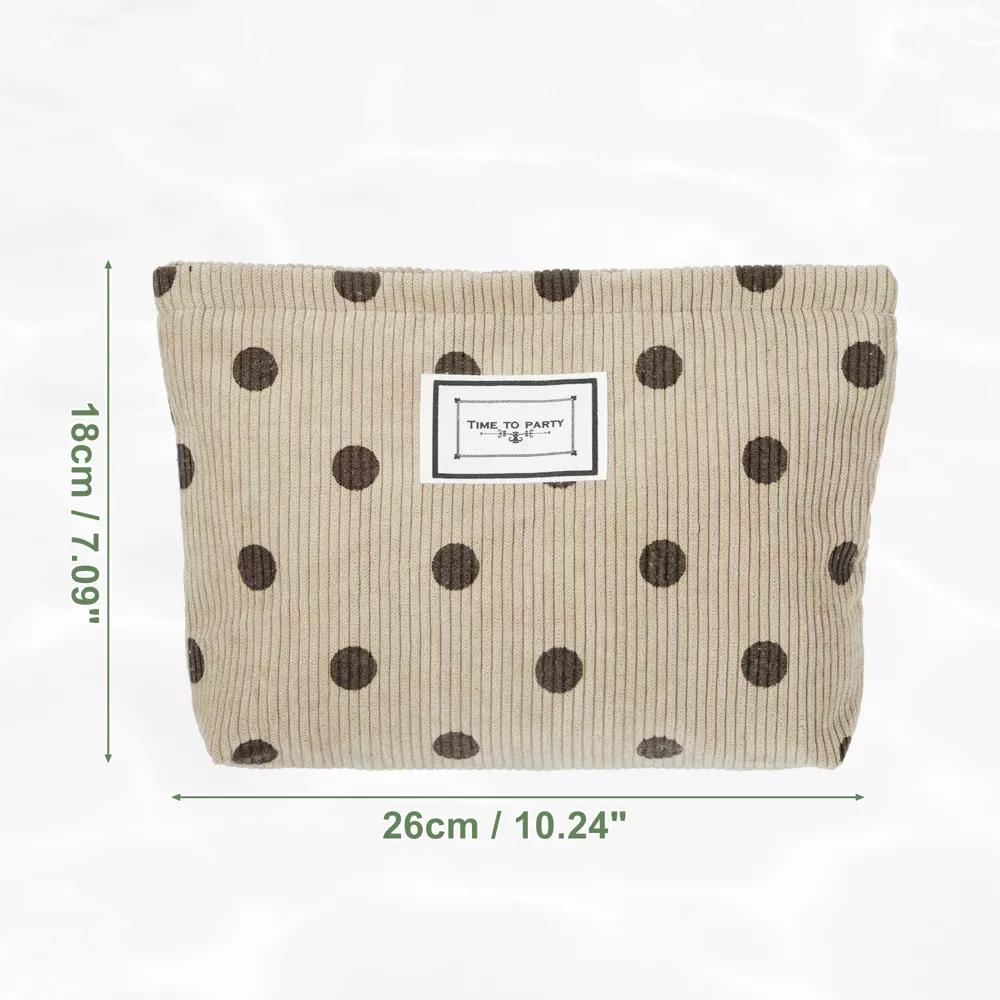 Portable Corduroy Polka Dot Makeup Bags and Organizers 1 Pc - Image 11