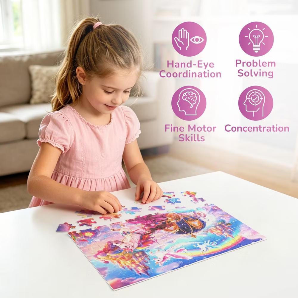 100 Piece Jigsaw Puzzles for Kids 4-8, Princess and Unicorn, 15.75"x 11.75" - Image 8