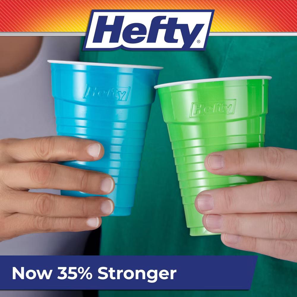 Hefty Party On! Disposable Cups - 80ct/16oz: Portable, Solid Pattern, Household Use - Image 4