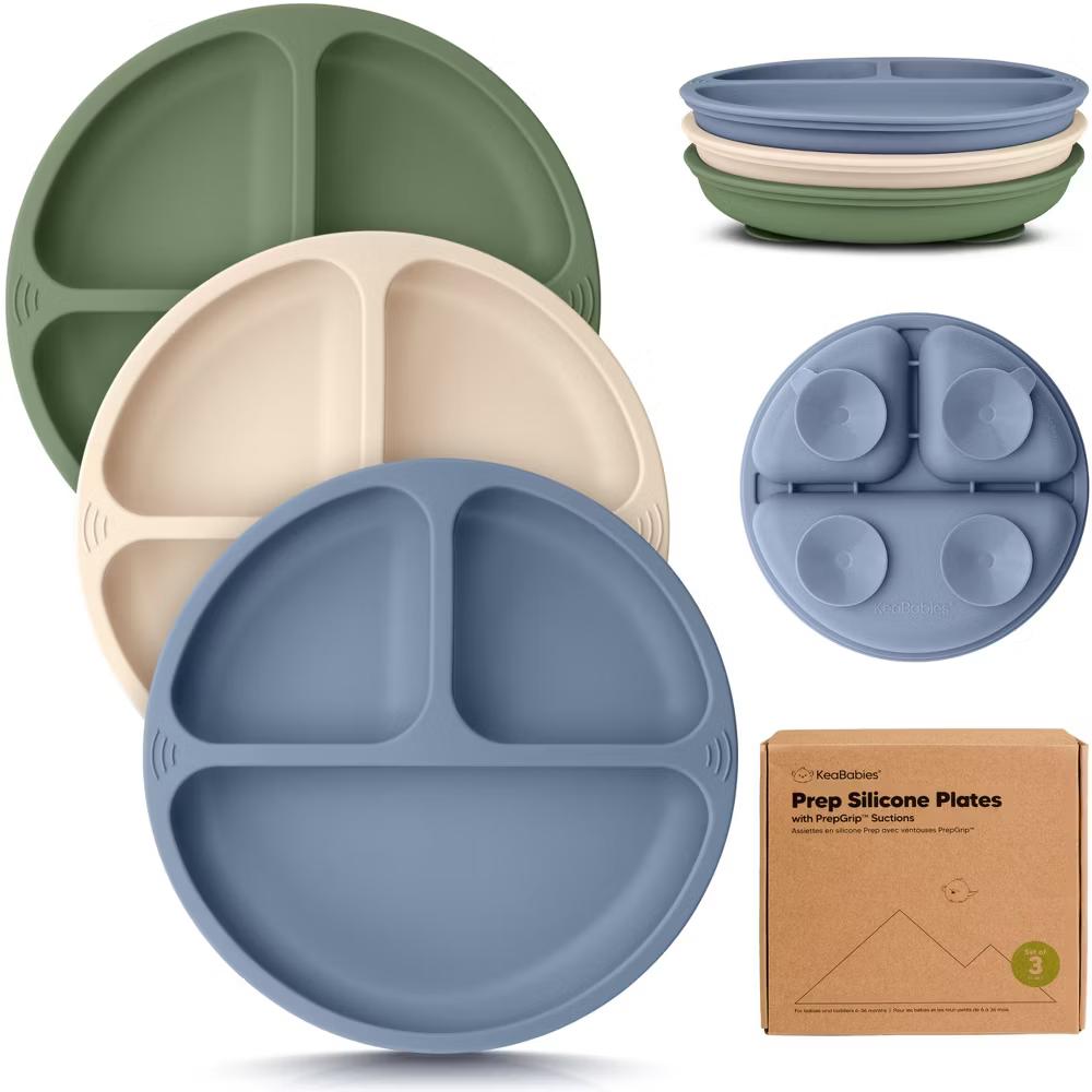 3-Pack Prep Suction Plates for Baby, 100% Silicone Toddler Plates, BPA-Free Divided Baby Plates with Suction - Image 19