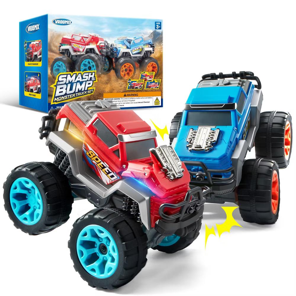 2Pcs Smash & Bump Monster Truck Toys,Crash Cars Toys with Sounds & Flashing Lights,Toddler Toys Christmas Birthday Gifts for Boy Age 3 4 5 6 7 - Image 3