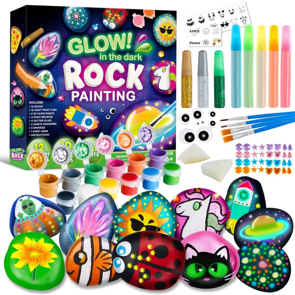 Glow in The Dark Rock Painting Kit for Kids Age 6+, DIY Art Kit, Kids Paint Activity, Arts & Crafts for Boys Girls Birthday Easter Gift - Image 11
